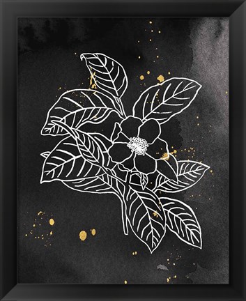 Framed Indigo Blooms I Black Print