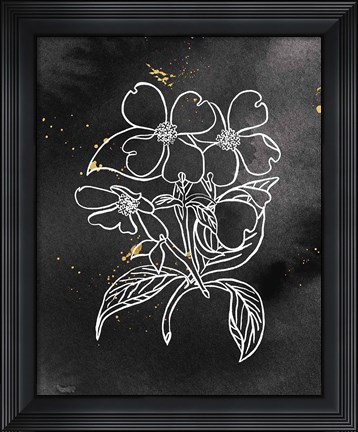 Framed Indigo Blooms III Black Print