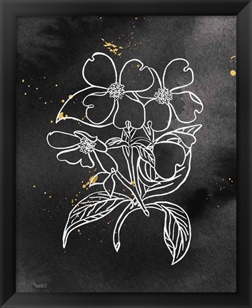 Framed Indigo Blooms III Black Print