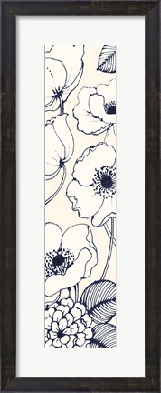 Framed Navy Pen and Ink Flowers III Crop Print