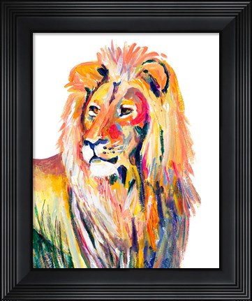 Framed Colorful Lion on White Print