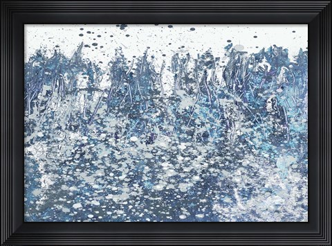 Framed Blue Distant Slashes Print