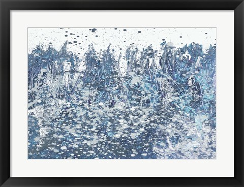 Framed Blue Distant Slashes Print