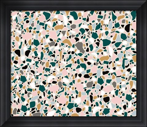 Framed Teal Terrazo Print