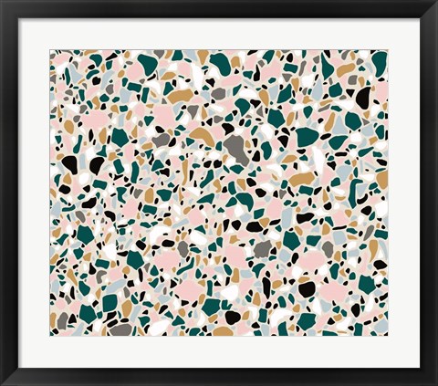 Framed Teal Terrazo Print