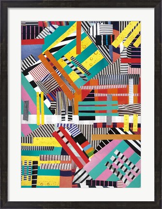 Framed Colorful Abstract Lines Print