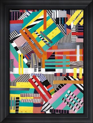 Framed Colorful Abstract Lines Print