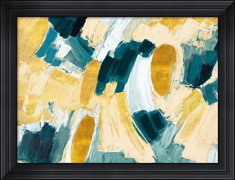 Framed Gold and Teal Afterglow Print