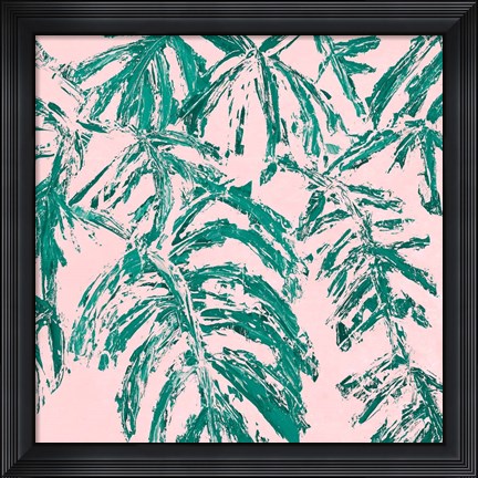 Framed Teal Tropicalo Garden Print