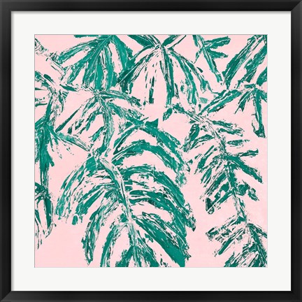 Framed Teal Tropicalo Garden Print