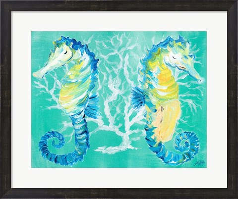 Framed Seahorses on Coral Print