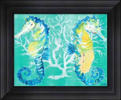 Framed Seahorses on Coral Print