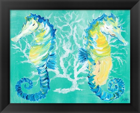 Framed Seahorses on Coral Print