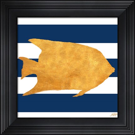 Framed Sea Creatures on Stripes II Print