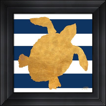 Framed Sea Creatures on Stripes III Print