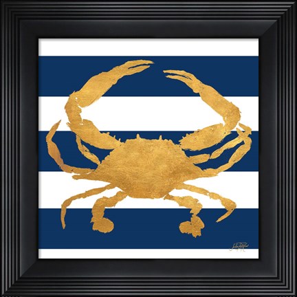 Framed Sea Creatures on Stripes V Print