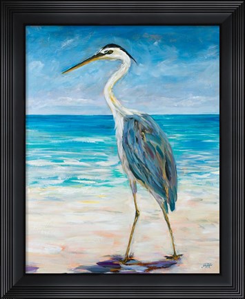 Framed Egret Beach Print