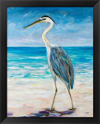 Framed Egret Beach Print