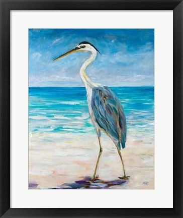 Framed Egret Beach Print