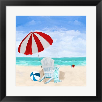 Framed Beach Chair with Umbrella Print