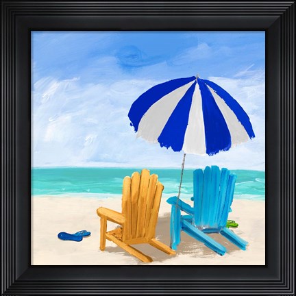 Framed Beach Chairs with Umbrella Print