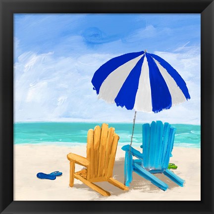 Framed Beach Chairs with Umbrella Print