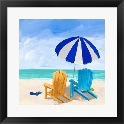 Framed Beach Chairs with Umbrella Print