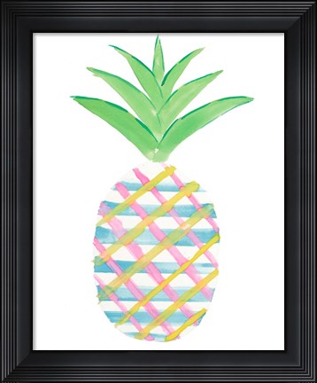 Framed Punched Up Pineapple I Print