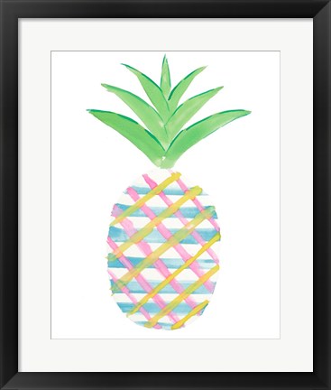 Framed Punched Up Pineapple I Print