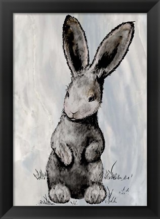 Framed Bunny on Marble III Print