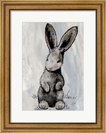 Framed Bunny on Marble III Print