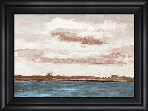 Framed Cloudy Shores and Pink Skies Print