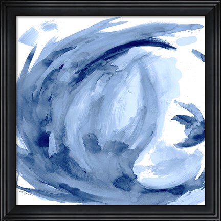 Framed Blue Swirl Square II Print