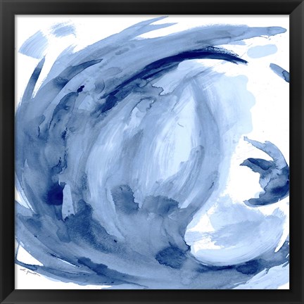 Framed Blue Swirl Square II Print