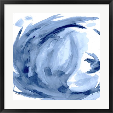 Framed Blue Swirl Square II Print