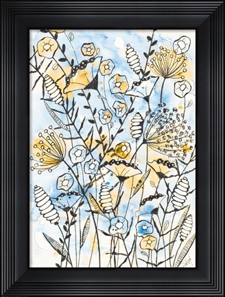 Framed Yellow and Blue Blooms II Print