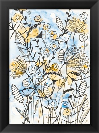 Framed Yellow and Blue Blooms II Print