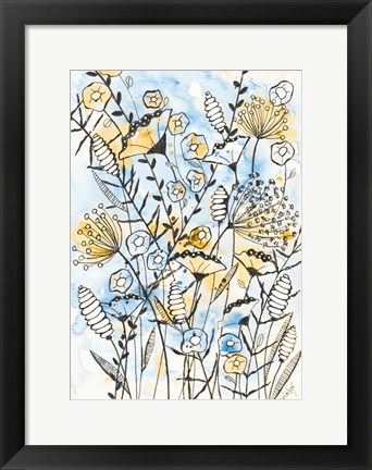 Framed Yellow and Blue Blooms II Print