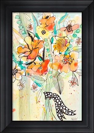 Framed Bursting Wildflower Bouquet Print