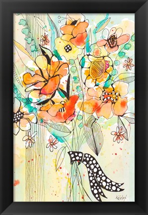 Framed Bursting Wildflower Bouquet Print