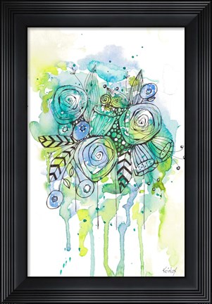 Framed Floral Bouquet Wash Print