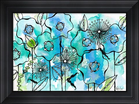Framed Blue Tone Garden Print