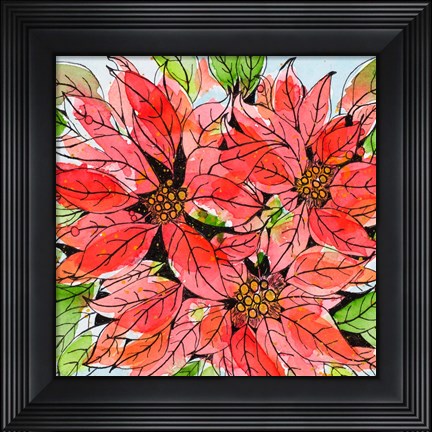 Framed Vibrant Poinsettias I Print