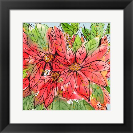 Framed Vibrant Poinsettias II Print