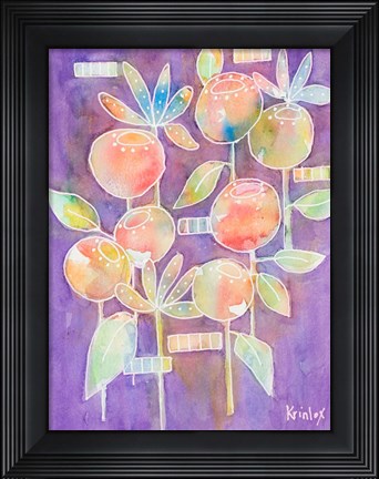 Framed Bubble Blossoms on Violet Print