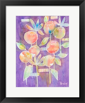 Framed Bubble Blossoms on Violet Print