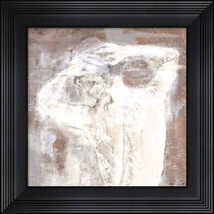 Framed Neutral Figure on Abstract Square I Print