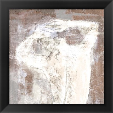 Framed Neutral Figure on Abstract Square I Print