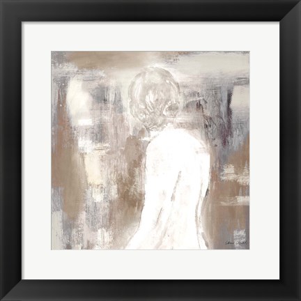 Framed Neutral Figure on Abstract Square II Print