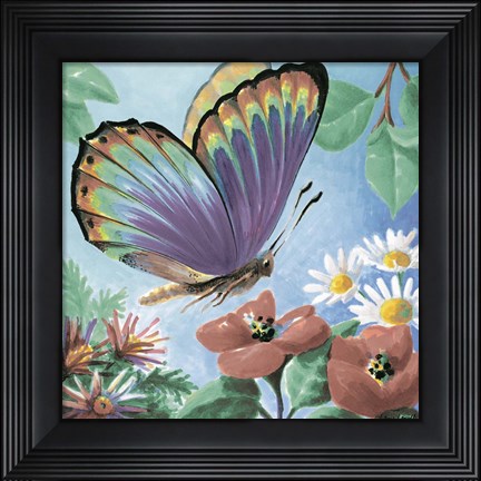 Framed Butterfly Flowers I Print